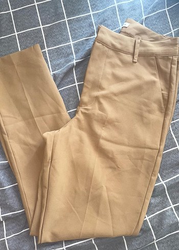 Bej Midi Kumaş Kadın Pantolon