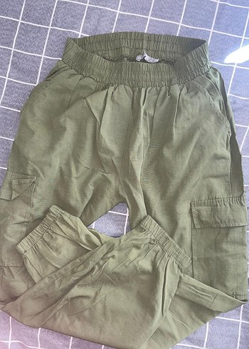 Kadın Keten Haki Rahat Pantolon