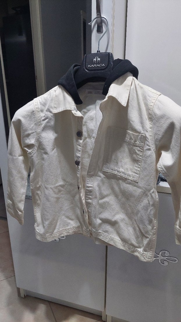 Beyaz Baskılı Erkek Çocuk Oversize Ceket - Görsel 5