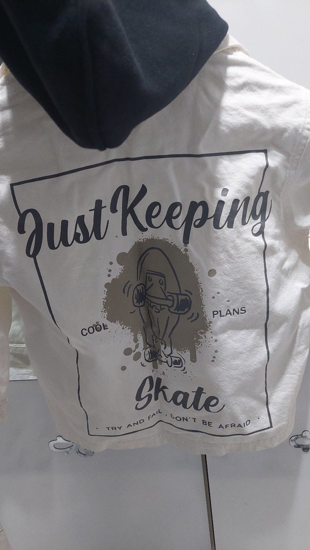 Beyaz Baskılı Erkek Çocuk Oversize Ceket - Görsel 3