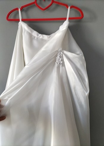 Beyaz Straplez A Kesim Uzun Gelinlik - Görsel 5