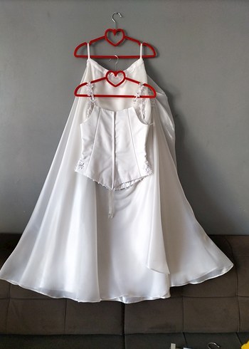 Beyaz Straplez A Kesim Uzun Gelinlik - Görsel 3