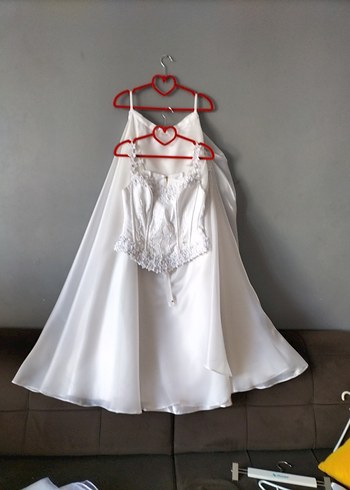 Beyaz Straplez A Kesim Uzun Gelinlik - Görsel 2