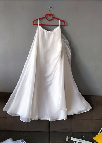 Beyaz Straplez A Kesim Uzun Gelinlik - Görsel 4