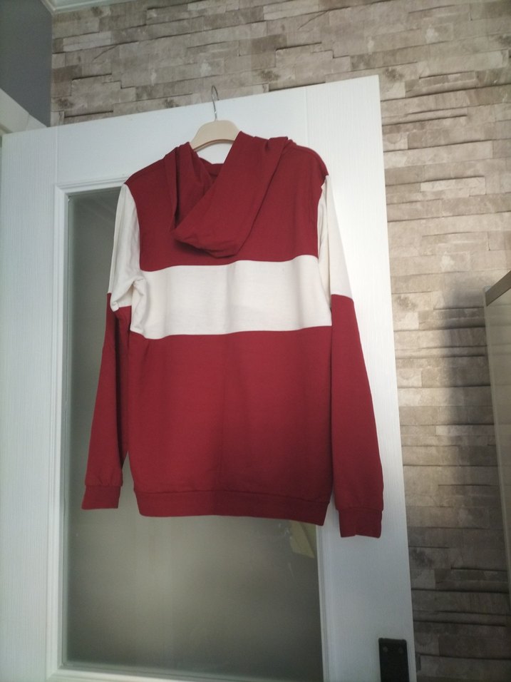 Bordo Kapüşonlu Michigan Baskılı Sweatshirt - Görsel 5