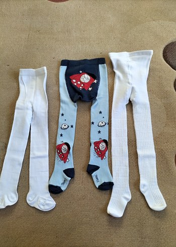 Beyaz Pamuklu Çocuk Külotlu Çorap - Görsel 2