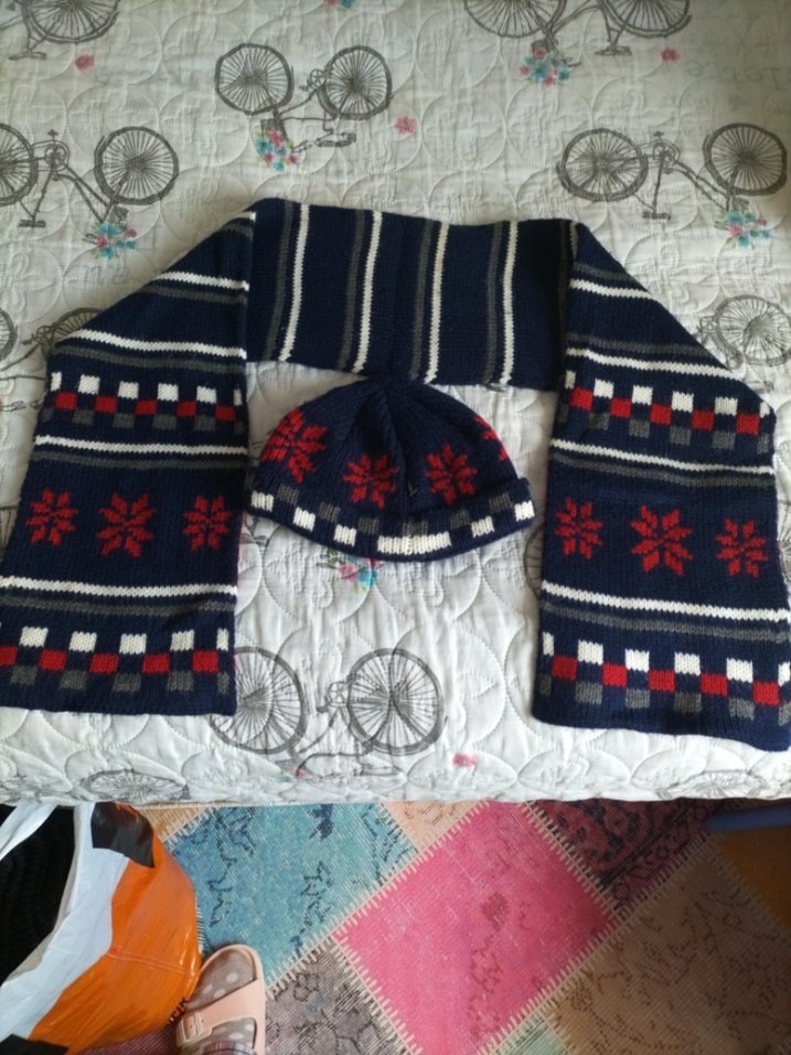 Nakışlı Çok Renkli Erkek Bere ve Atkı Seti - Görsel 3