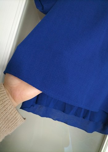 Kadın Saks Mavisi Kısa Kollu Bluz - Görsel 3