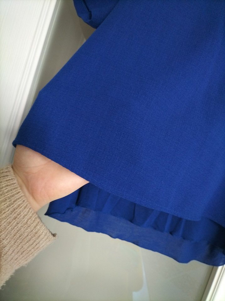 Kadın Saks Mavisi Kısa Kollu Bluz - Görsel 3