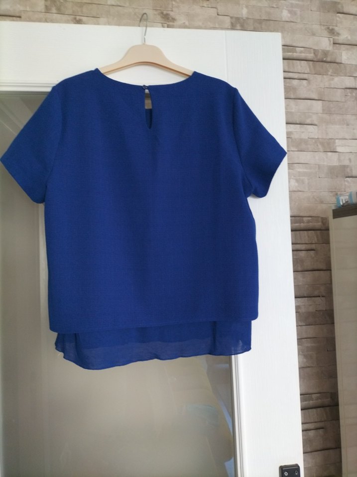 Kadın Saks Mavisi Kısa Kollu Bluz - Görsel 5