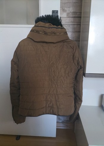 Kadın Kahverengi Fermuarlı Yüksek Yakalı Ceket - Görsel 8