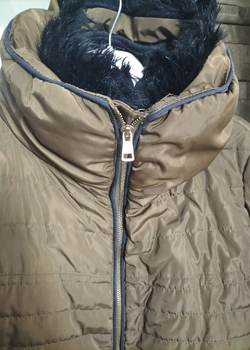 Kadın Kahverengi Fermuarlı Yüksek Yakalı Ceket - Görsel 3