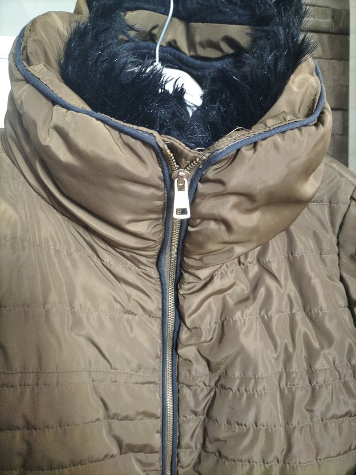 Kadın Kahverengi Fermuarlı Yüksek Yakalı Ceket - Görsel 3