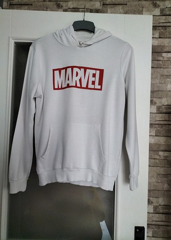 Marvel Baskılı Beyaz Kapüşonlu Sweatshirt - Görsel 4