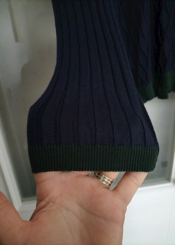 Erkek Lacivert V-Yaka Örgü Kazak - Görsel 2