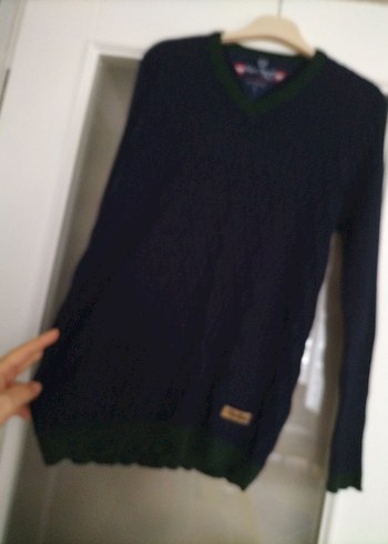 Erkek Lacivert V-Yaka Örgü Kazak - Görsel 7