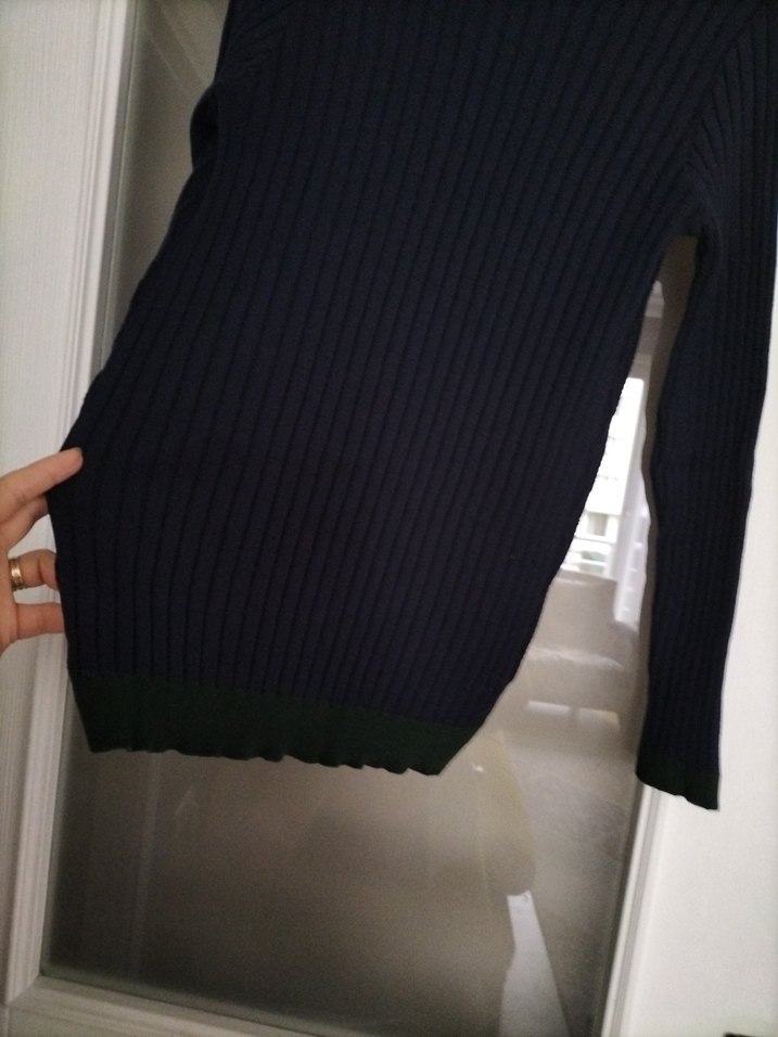 Erkek Lacivert V-Yaka Örgü Kazak - Görsel 5