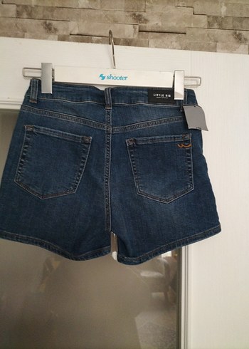 Kadın Koyu Mavi Mini Denim Şort - Görsel 5