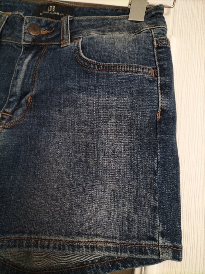 Kadın Koyu Mavi Mini Denim Şort - Görsel 4