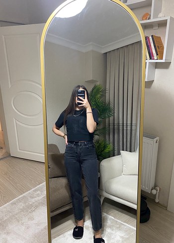 oxxo Oxxo Siyah Rahat Kesim Mom Jean / 34 Beden