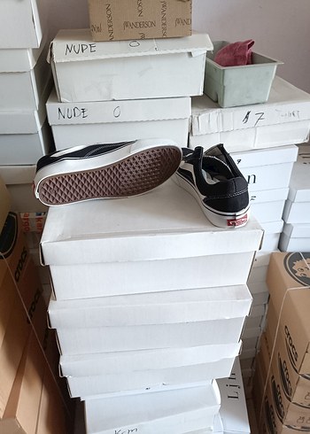 40 Beden siyah Renk Vans Kadın Siyah Beyaz Cırt Cırtlı Sneakers