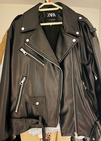 m Beden Zara Siyah Deri Biker Ceket