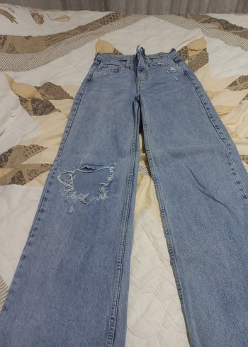 Kadın Gri Bol Kesim Midi Kot Pantolon 34 beden