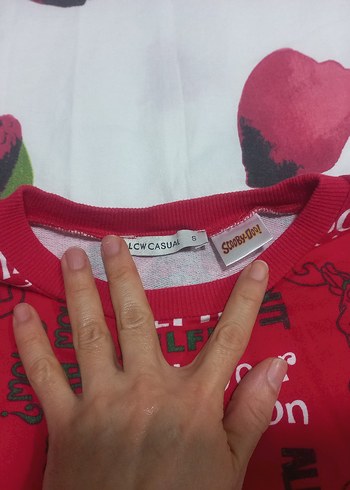 Kız Çocuk Kırmızı Baskılı Sweatshirt - Görsel 4