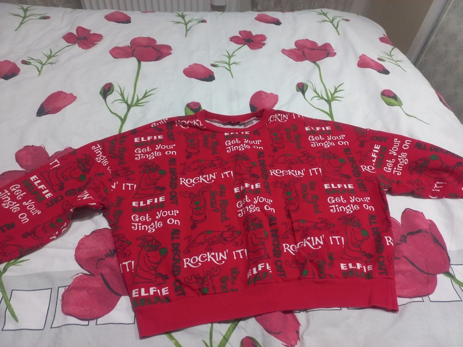 Kız Çocuk Kırmızı Baskılı Sweatshirt - Görsel 2