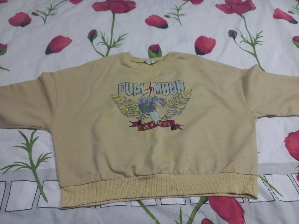 Bej Baskılı Kadın Sweatshirt - Görsel 4