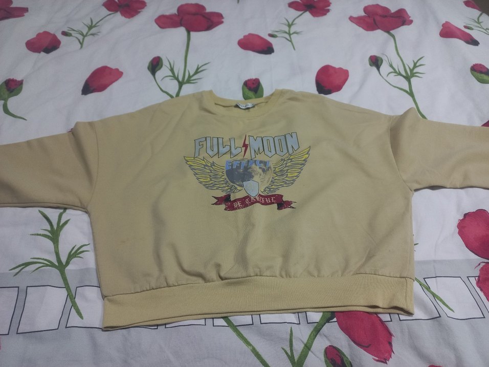 Bej Baskılı Kadın Sweatshirt - Görsel 3