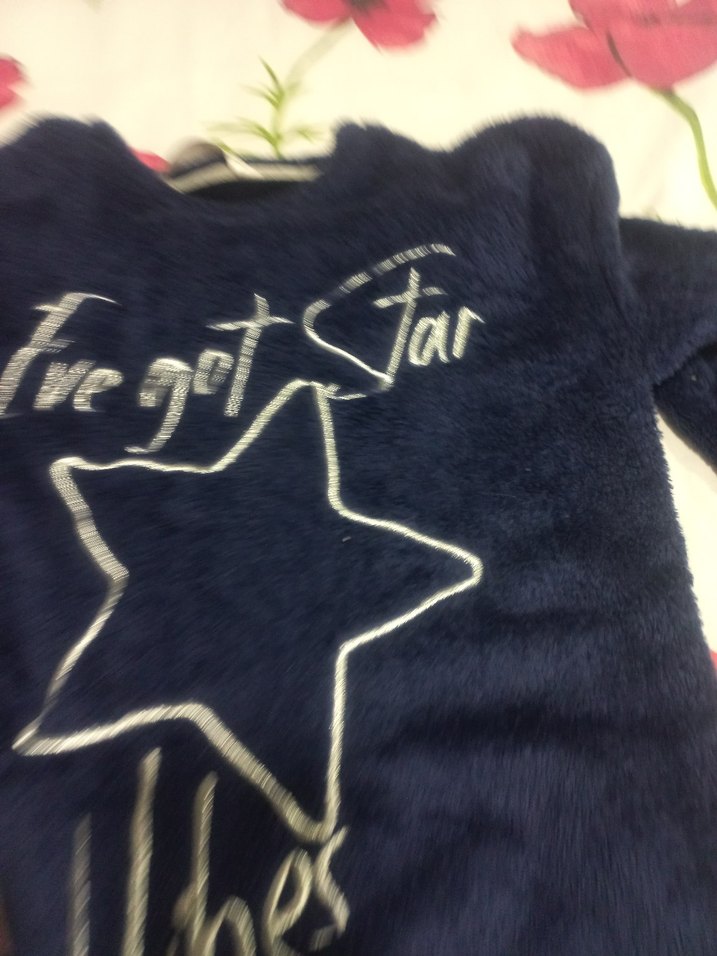 Kadın Mavi Yıldız Desenli Rahat Pijama Takımı - Görsel 5