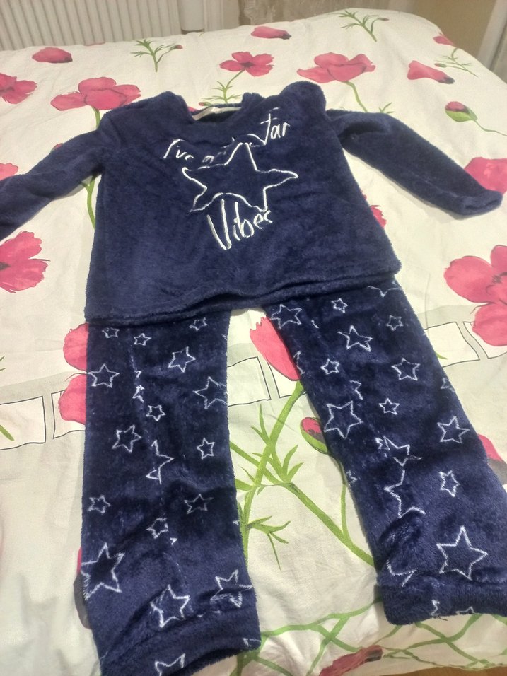 Kadın Mavi Yıldız Desenli Rahat Pijama Takımı - Görsel 3