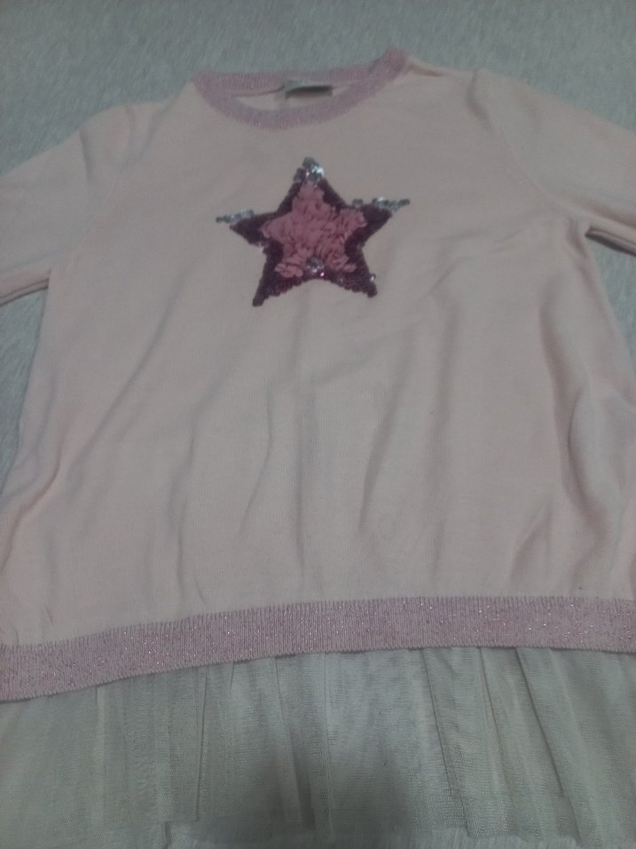 Pembe Uzun Kollu Kız Triko Sweatshirt - Görsel 4