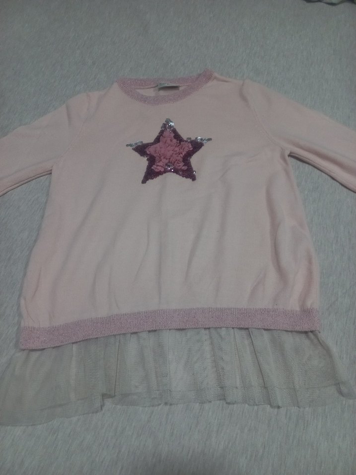 Pembe Uzun Kollu Kız Triko Sweatshirt - Görsel 2