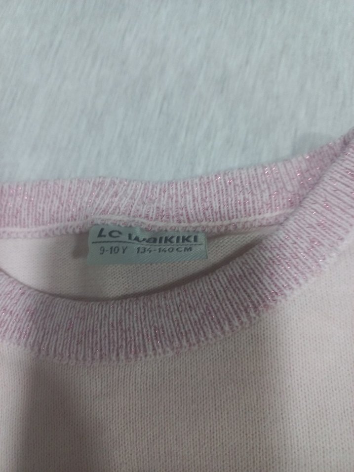 Pembe Uzun Kollu Kız Triko Sweatshirt - Görsel 5