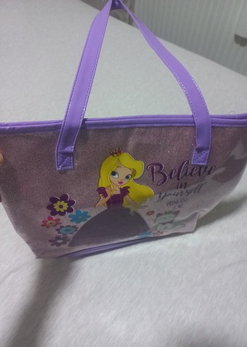 Prenses Temalı Mor Çocuk omuz Çantası - Görsel 3