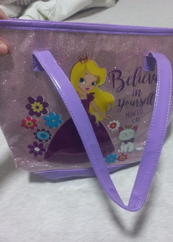 Prenses Temalı Mor Çocuk omuz Çantası - Görsel 4