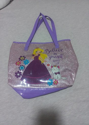 Prenses Temalı Mor Çocuk omuz Çantası - Görsel 2