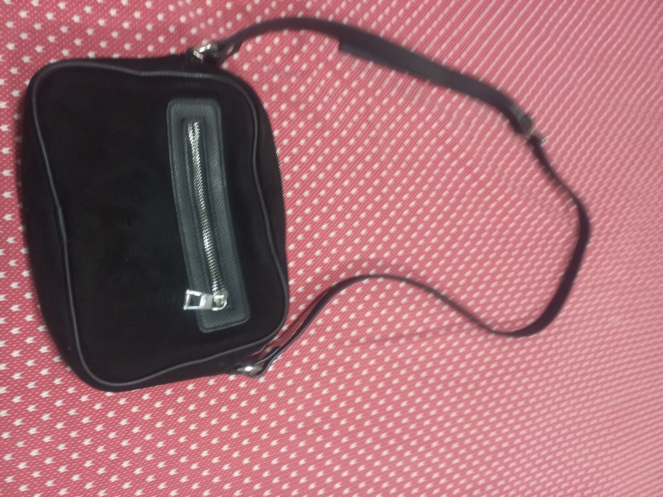 Siyah suetFermuarlı Kadın Çanta - Görsel 2