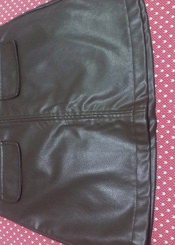 Kadın Kahverengi Deri etek mini - Görsel 2