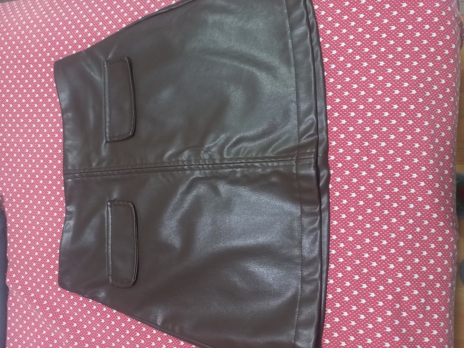 Kadın Kahverengi Deri etek mini - Görsel 2