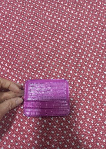 Düğmeli Pembe Yılan Derisi Kadın Cüzdanı kartlik - Görsel 2