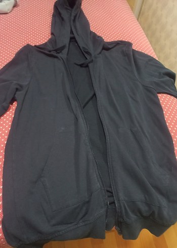 Erkek Siyah Fermuarlı Kapüşonlu hırka - Görsel 2