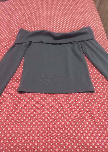 Kadın Gri Uzun Kollu Crop Top - Görsel 3