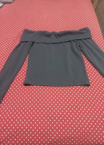 Kadın Gri Uzun Kollu Crop Top - Görsel 2