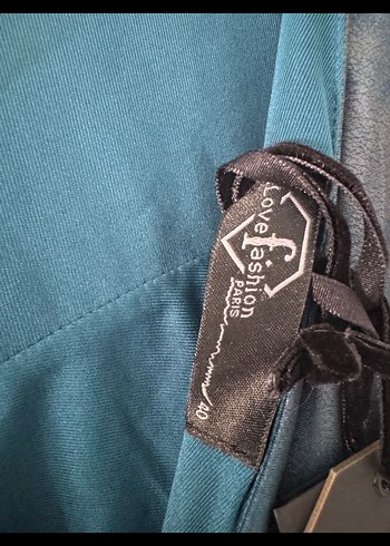 Uzun Kollu Koyu Mavi Drapeli Gotik Elbise - Görsel 4