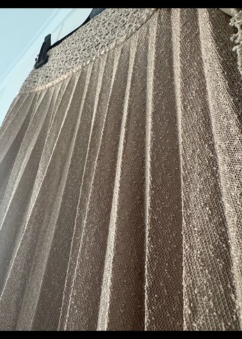 Bej Piliseli Midi Triko Etek - Görsel 2