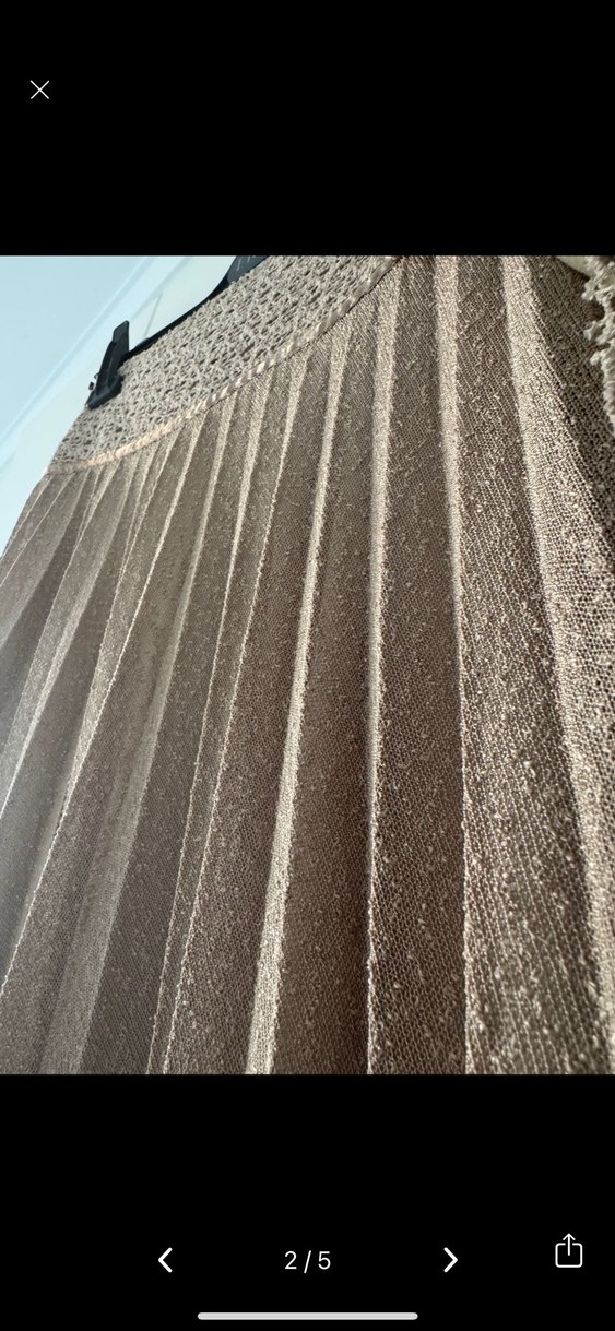 Bej Piliseli Midi Triko Etek - Görsel 2