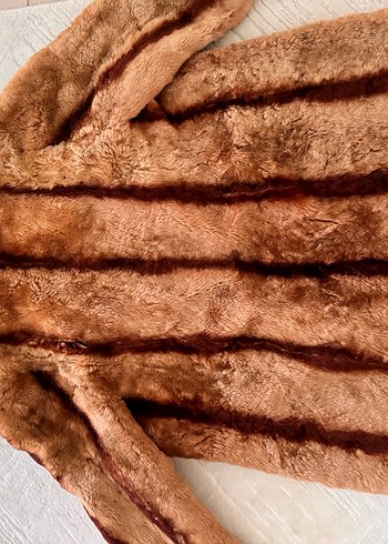 Kahverengi Uzun Kollu  Kadın Peluş Ceket - Görsel 6